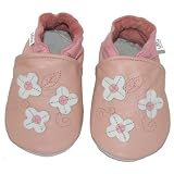 Krabbelschuhe / Softlederschuhe UMS Blumen rosa