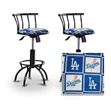2 24"-29" Los Angeles Dodgers Soft Seat Baseball MLB Black Adjustable Specialty / Custom Barstools Set