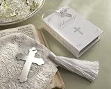 Bookmark Blessings Silver Cross with Tassel in Keepsake Book Box (24 per order) Wedding Favors