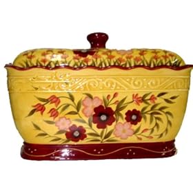 BREAD BOX, TOAST JAR CANISTER TUSCANY GARDEN FLOWER by Breadboxes