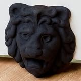 Cast Iron Lion Head Wedge Doorstop - Black Powder Coat