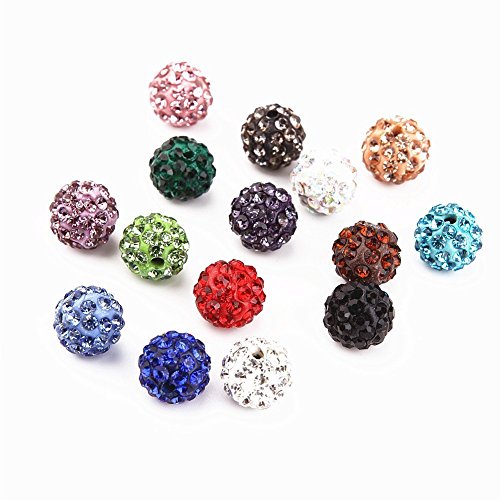 HYBEADS 100pcs/lot Gradient Colorful 10mm Crystal Shamballa Beads Pave Clay Dico Ball for Shamballa Bracelet Necklace