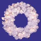 20 Pre-Lit Crystal White Spruce Artificial Christmas Wreath - Clear Lights