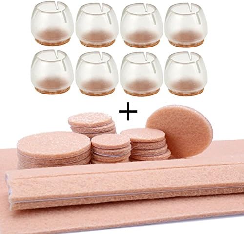 Felt Pads, Heavy Duty Self-Adhesive Furniture Pads - Floor Protectors for Tile, Laminate, Wood Flooring - 38 Pieces Felt Chair Pads, Hardwood Floor Protector of 5 Sizes - BONUS 8PCS Chair Leg Caps