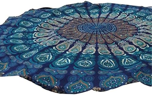 Anywa Round Beach Shower Towel Blanket Exotic Tapestry Table Cloth Yoga Mat 59.0" (A)