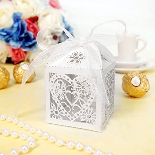 100 pieces Love Heart Party Wedding Favor Ribbon Candy Boxes Cady Bag Gift Box 5*5*5cm White Ice Xmas D¨¦cor Christmas