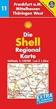 Shell Regionalkarte Deutschland 11 Frankfurt am Main, Mittelhessen, Th&uuml;ringen West 1 : 150 000: Mit Ortsverzeichnis und St&auml;dtef&uuml;hrer - GPS-geeignet - Shell System Kartografie