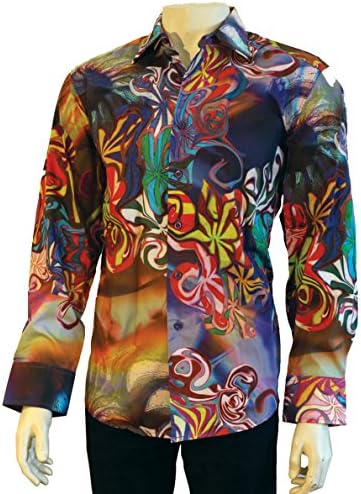 CDS Risen Men's 100% Cotton Digital Print Shirt 5052 Psychedelic X-Large
