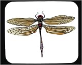 Decorated Mouse Pad with insect, dragonfly, yellow, red, wings