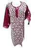 Womans Dark Pink Long Embroidered Cotton Kurta