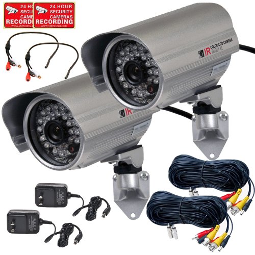 VideoSecu 2 x Outdoor Bullet Security Surveillance Cameras Built in 1 3