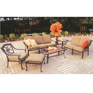 Darlee Ten Star Cast Aluminum Lounge Set With Glass Top End And Coffee Table by Darlee