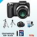 Olympus SP 620 16MP Digital Camera Bundle - 16GB SDHC Memory Card - USB Memory Card Reader - Lens Cleaning Kit - Table Tripod - Full Size Tripod - Carrying Case