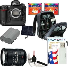 Nikon D300 SLR Digital Camera Kit with 18-200mm AF-S DX VR II Nikkor Zoom Lens + Nikon MB-D10 Grip Multi Power Battery Pack + 2 Transcend 4GB Compact Flash Memory Card + Extra Nikon EN-EL3e Battery + Delsey GOPIX 90 DSLR Camera Bag + 3-Year Extended Warranty + Willoughbys Bonus Kit
