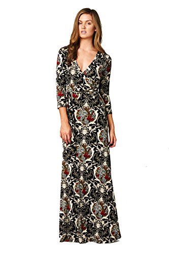 On Trend Paris Dress Baroque Bohemian 3/4 Sleeve Long Maxi Dress