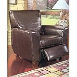 Coaster Havana Retro Style Leather Sofa Club Chair Recliner, Brown