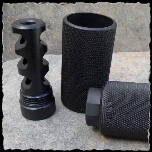Kineti-Tech Muzzle Brake with Sound Redirect 1/2 X 28 brake with 13/16 X 16 threaded Sleeve