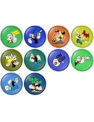 Single Detail Page Misc: Popeye Set 3 Pinback Buttons Badges/Pin 1 Inch (25mm) Set of 10 New - Thailand