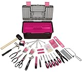 Apollo Tools DT7102P Household Tool Kit with Tool Box, Pink, 170 Piece