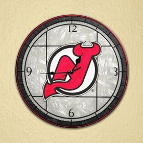 NHL New Jersey Devils Hockey Stained Glass Wall Clock