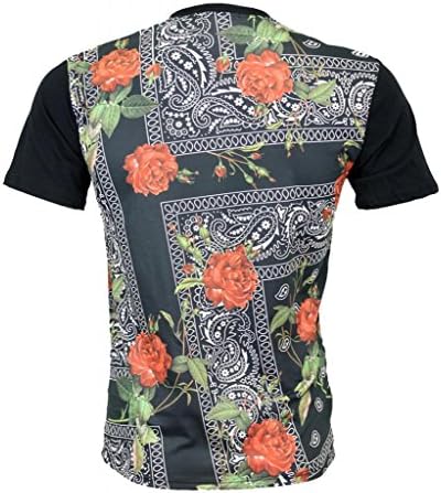 Bleu Evolution Men's Sublimation T-Shirt "Floral Bandana", Small, Multi