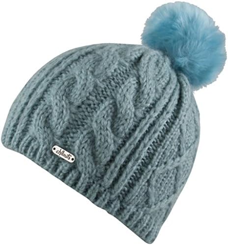 Chillouts BEA Soft Thick Warm Braided Faux Fur Pompom Beanie Aqua Blue