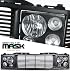 88-98 Chevy / GMC C10 94-99 Tahoe Suburban Yukon Range Rover Style Con Headlight Black GRI/ Black HL