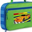 Lunch Box, Race Car Lunch Box Orange Green Race Car