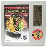 CHICAGO BLACKHAWKS LCD DESK CLOCK ALARM PHOTO FRAME