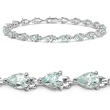 7.00 Carat Genuine Aquamarine Silver Bracelet