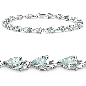 7.00 Carat Genuine Aquamarine Silver Bracelet by