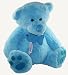 SOFT TOY - Sitting Cub Bear (with Fish), Blue [This charming, fluffy cub bear with a ...