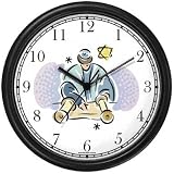 Man Reading Torah Judaica Jewish Theme Wall Clock by WatchBuddy Timepieces (Slate Blue Frame)