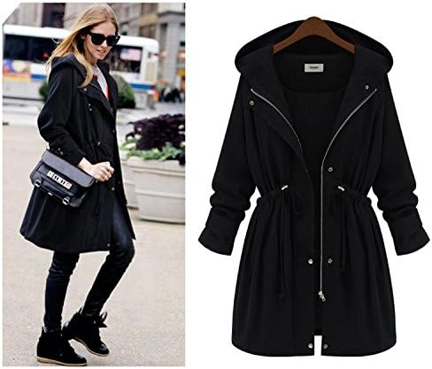 XianShiYa Women's Slim Hooded Drawstring Jacket Parka Coat