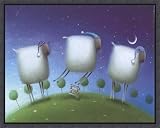 Insomniac Sheep Framed Canvas Art by Rob Scotten,10.8 in. x 8.6 in. Framed
