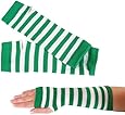 St Patricks Day Green and White Striped Pair of Arm Warmers