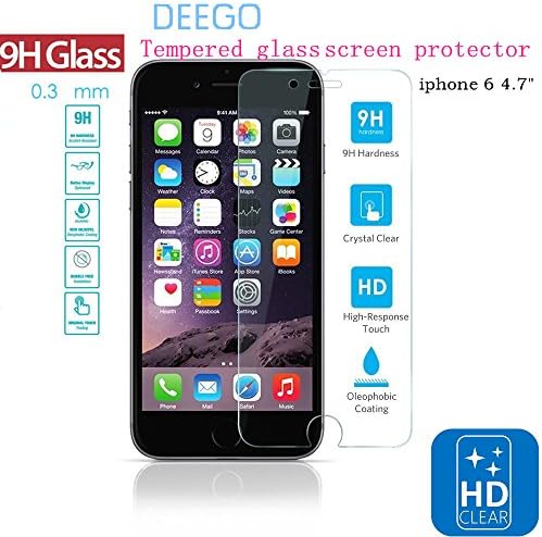 Deego Tempered Glass Screen Protector for iPhone 6 (4.7-Inch) - Clear