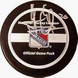 Henrik Lundqvist Autographed New York Rangers Current Style Game Model Puck