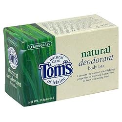 Tom's of Maine Natural Care Deodorant Body Bar, Natural, Lemongrass, 4oz (113 g) (Pack of 6)