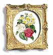 Bouquet de Camelias, Narcisses, et Pensees - Gold Frame Magnet with pop-out easel (2-3/4" x 2-1/2")