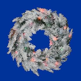  30 inch Pre-Lit Flocked Alaskan Artificial Christmas Wreath - Clear Lights