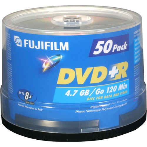 Fujifilm Media 25303051 DVD+R 4.7 GB 120 Minutes 16X Storage Media - 50 Pack Spindle
