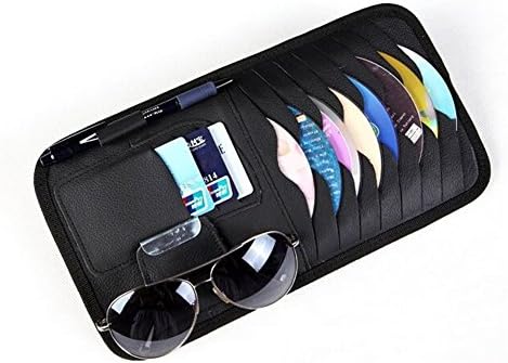Slite Multi-function Eight-pieces CD Sotre Case Credit Card Holder For Auto Vehicle Truck Sun Visor Organizer (Black)