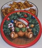 Gourmet Food : Scott's Cakes Garlic, Honey-Mustard, and Peanut Butter Pretzel Nuggets in a Christmas Teddy Bear Tin