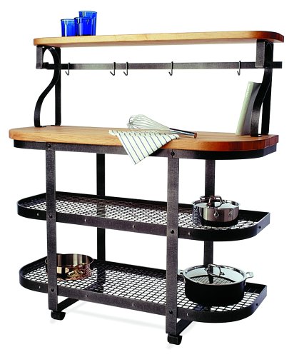 Enclume BSB1 Baker's Sideboard Kitchen Furniture, Hammered Steel and Wood