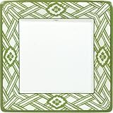 Caspari Set of Two Kiku Green Square Paper Dinner Plate packages, 8 plates per package