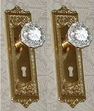 Crystal Glass & Solid Brass Egg & Dart Style Antique Brass French Door/dummy Knobs Crystal Glass & Solid Brass Egg & Dart Style Antique Brass French Door/dummy Knobs