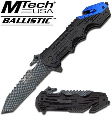 Mt-a802bl M Tech Ballistic Spring Assist Knife "5.5""" Closed Steel Fixed Knife Fix Blade J6ca8s6laes Hunt Camping Wf1aj3bao Camp