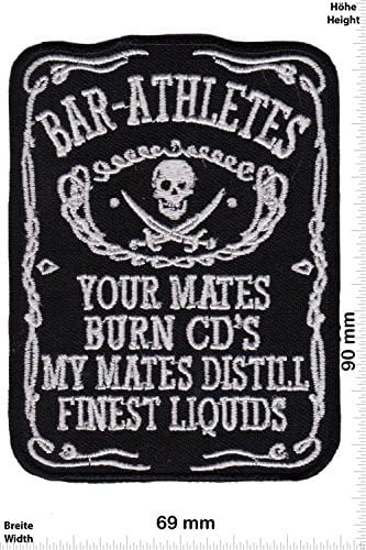 Patch - Bar Athletes - Your Mates Burn CD'S - My Mates Distill Finest Liquids - Wiskey - HQ - Drinks - Brands - Vintage - Iron on Patches - Embroidered Applique - Compilation