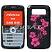 Black and Hot Pink Hibiscus Flowers Floral Design Laser Cut Silicone Skin Cover Case Cell Phone Protector for Samsung i220 Code